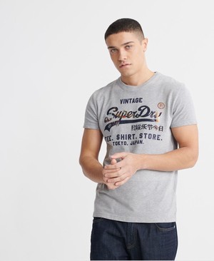 Superdry T-Ing Store Vintage Logo Infill Férfi Pólók Szürke | ZGPIB0321